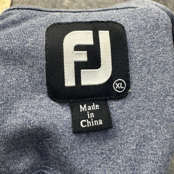 Footjoy Polo Shirt Mens XL Blue Stripe Golf Stretch Collared Button Short Sleeve - Picture 3 of 10